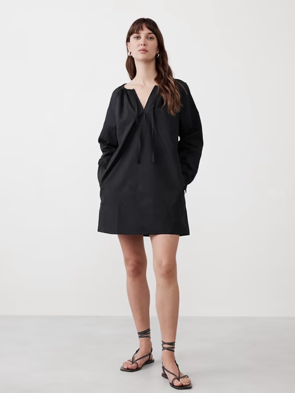 Banana Republic Tie V Neck Poplin Mini Dress in small New